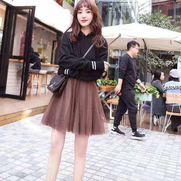 Great Perfect Beautiful Women Elastic Solid Color Mesh High Waisted Gauze Skirt Tulle Skirts
