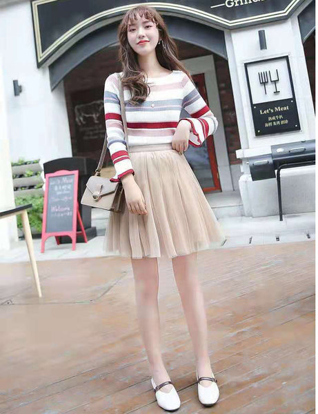 Great Perfect Beautiful Women Elastic Solid Color Mesh High Waisted Gauze Skirt Tulle Skirts