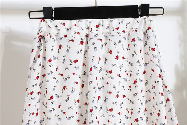 Spring Summer Vintage Women Fashion Floral Printed High Waist Long Pleated Maxi Girly Skirt Skirts Dress