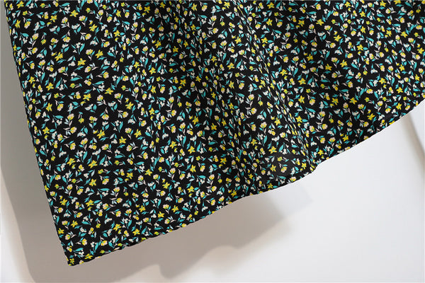 Beautiful Summer Vintage Women Fashion Floral Printed Green High Waist Long Pleated Maxi Girly Skirt Skirts Dress