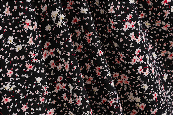 Great Look Summer Vintage Women Fashion Daisy Floral Printed Black High Waist Long Pleated Maxi Girly Skirt Skirts Dress