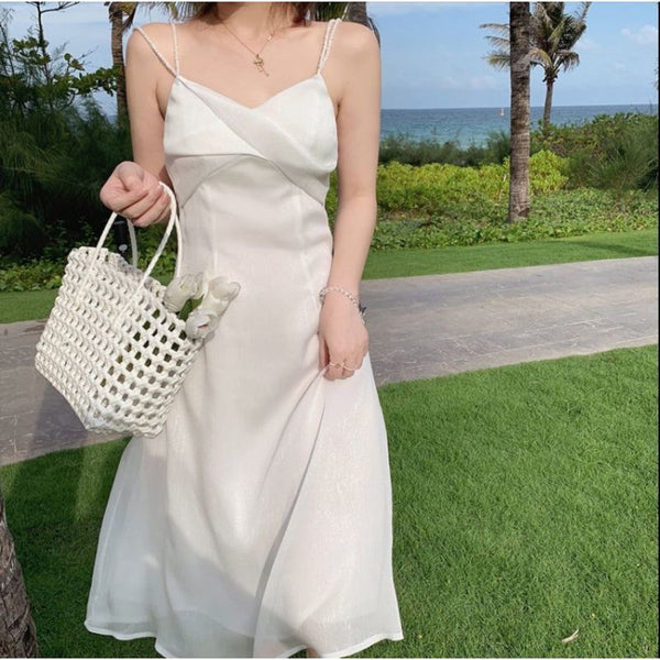 Summer Temperament Sexy Sweet Women Sweetheart Spaghetti Strap Tea Break Sleeveless Pleated Party Dress