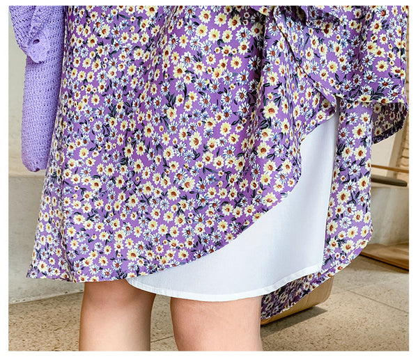 Summer Ladies Small Daisy Flower Floral Printed Spaghetti Strap Sleeveless Knee Length Casual Summer Dress