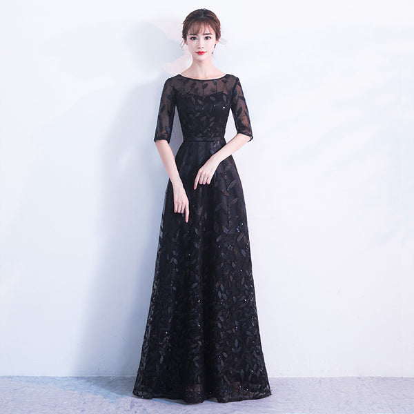 Prefect Look Elegant Women Floral Printed High Waist Mesh Half Sleeves Banquet Party Evening Long Dress