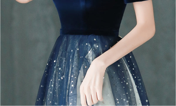 Elegant Temperament Women Fashion Gradient Color Change Off Shoulder Short Sleeves Evening Dinner Meeting Dress