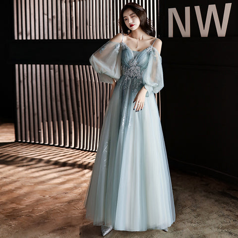Elegant Cozy Sexy Women Sweetheart Spaghetti Straps Lace Up Tulle Robes Long A Line Evening Dresses