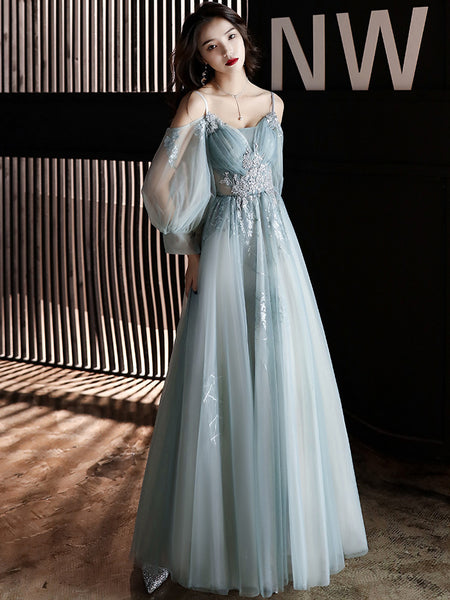 Elegant Cozy Sexy Women Sweetheart Spaghetti Straps Lace Up Tulle Robes Long A Line Evening Dresses