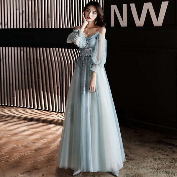 Elegant Cozy Sexy Women Sweetheart Spaghetti Straps Lace Up Tulle Robes Long A Line Evening Dresses
