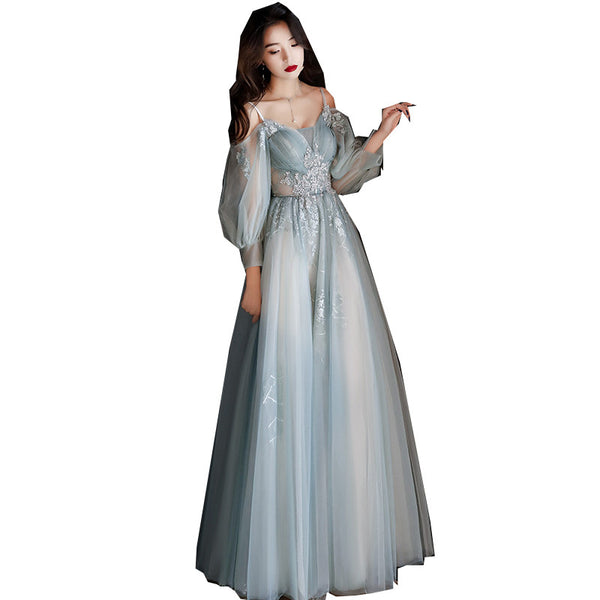 Elegant Cozy Sexy Women Sweetheart Spaghetti Straps Lace Up Tulle Robes Long A Line Evening Dresses