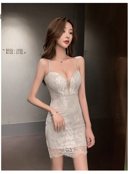 Night Clubbing Sexy Women Temperament Coquettish Deep V Neck Low Cut Off Shoulder Mini Bodycon Dress