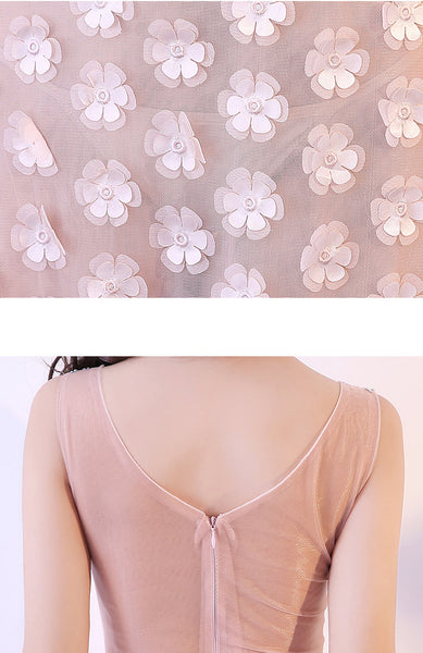 Night Club Sexy Women Mesh Pink Floral Embroidery Transparent Long Prom Evening Dress
