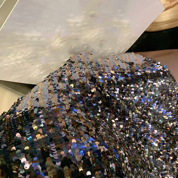 Attractive Princess Mermaid Colorful Striped Sequins Backless Spaghetti Strap Sexy Woman Sparkling Dress