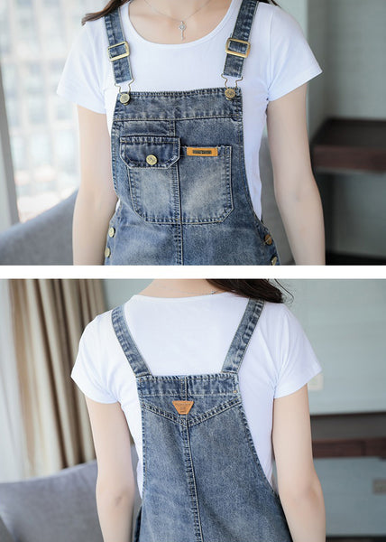 Amazing Women Plus Size Adjustable Strap Jeans Jumpsuit Denim Dress Romper Dresses
