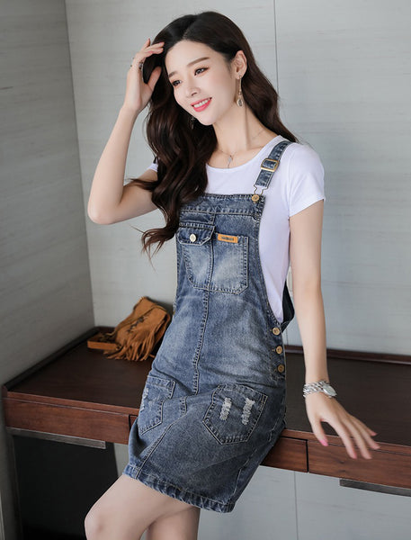 Amazing Women Plus Size Adjustable Strap Jeans Jumpsuit Denim Dress Romper Dresses