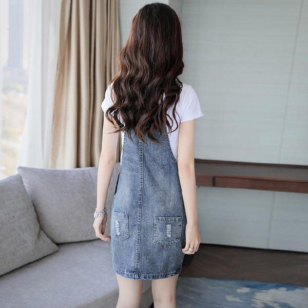 Amazing Women Plus Size Adjustable Strap Jeans Jumpsuit Denim Dress Romper Dresses