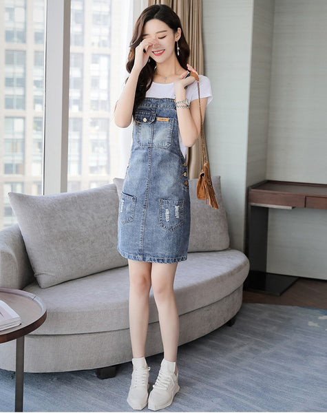 Amazing Women Plus Size Adjustable Strap Jeans Jumpsuit Denim Dress Romper Dresses