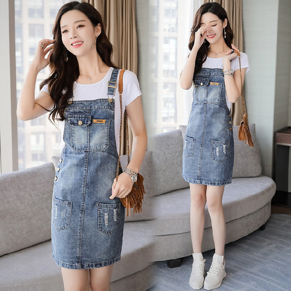Amazing Women Plus Size Adjustable Strap Jeans Jumpsuit Denim Dress Romper Dresses