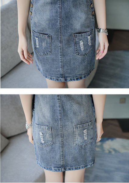 Amazing Women Plus Size Adjustable Strap Jeans Jumpsuit Denim Dress Romper Dresses