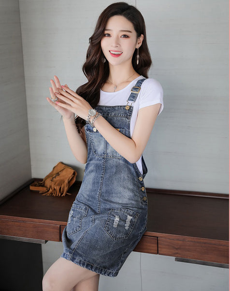 Amazing Women Plus Size Adjustable Strap Jeans Jumpsuit Denim Dress Romper Dresses
