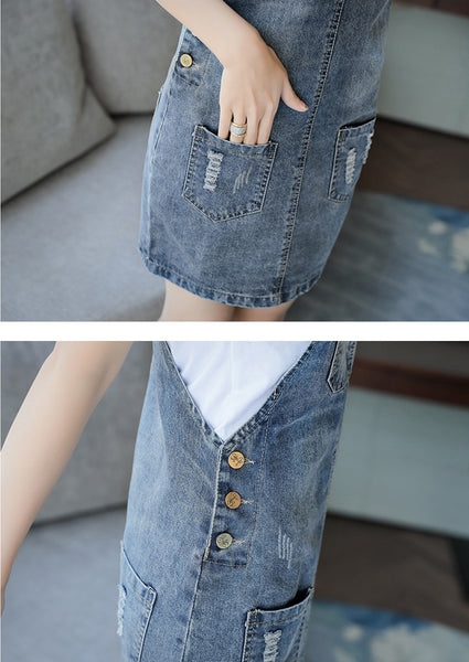 Amazing Women Plus Size Adjustable Strap Jeans Jumpsuit Denim Dress Romper Dresses