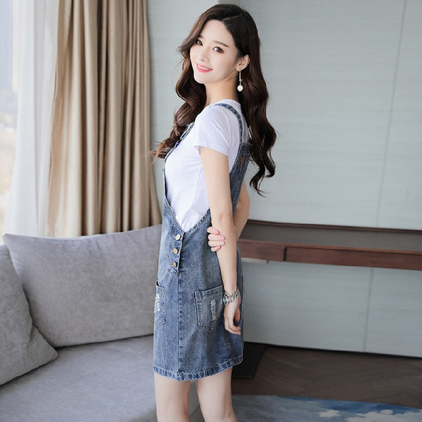 Amazing Women Plus Size Adjustable Strap Jeans Jumpsuit Denim Dress Romper Dresses