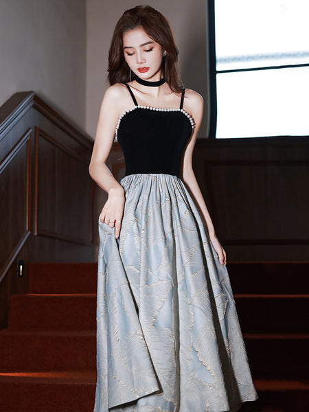 Beautiful Beaded Cocktail Spaghetti Straps Designed Neckline Beaded Embroidery Cocktail Prom A Line Dress