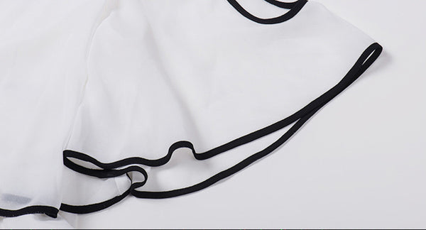 Minimalism Holiday Beach Bohemian Simple Short Sleeves Pleated Front Chiffon Big Swing Dress