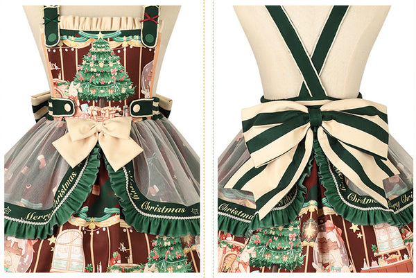 Cute Japanese Christmas Sweet Lolita Top Trumpet Sleeve Shirt Lolita Ruffled Multi Layer Dress