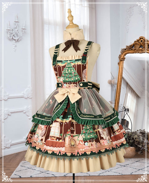 Cute Japanese Christmas Sweet Lolita Top Trumpet Sleeve Shirt Lolita Ruffled Multi Layer Dress