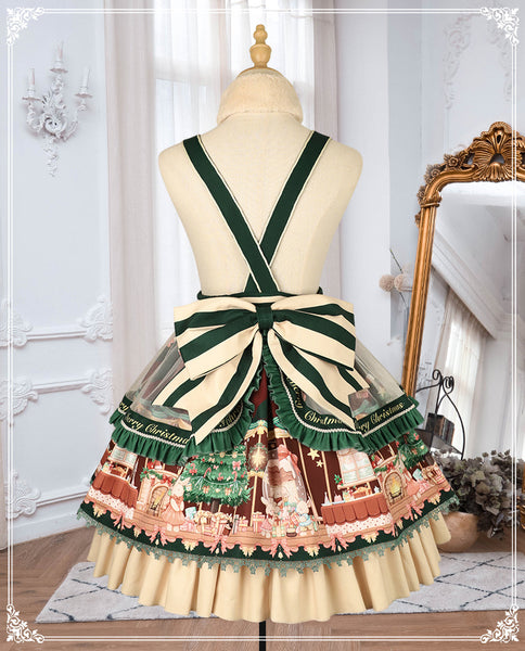 Cute Japanese Christmas Sweet Lolita Top Trumpet Sleeve Shirt Lolita Ruffled Multi Layer Dress