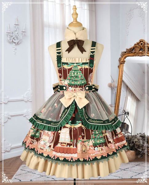 Cute Japanese Christmas Sweet Lolita Top Trumpet Sleeve Shirt Lolita Ruffled Multi Layer Dress