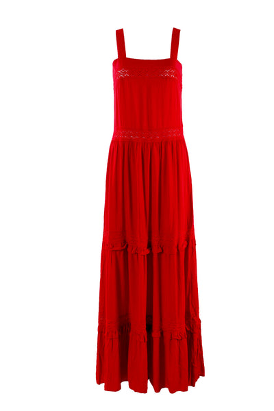 Chic Fairy Beach Seaside Scoop neck Shoulder Strap Sleeveless Big Long Maxi Cake Dress
