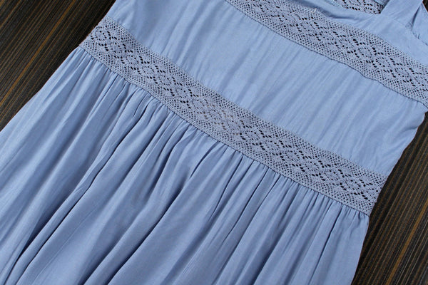 Chic Fairy Beach Seaside Scoop neck Shoulder Strap Sleeveless Big Long Maxi Cake Dress