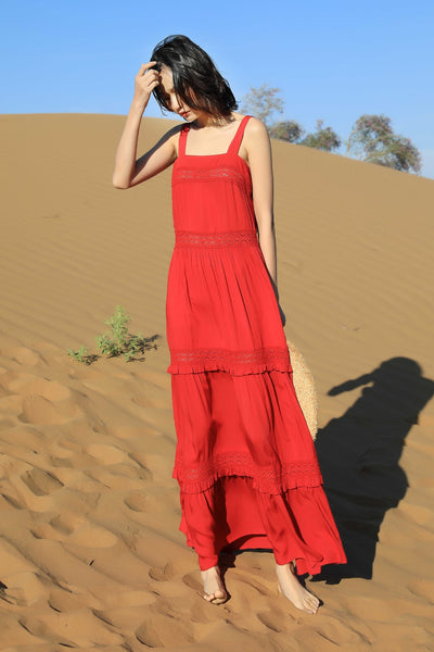 Chic Fairy Beach Seaside Scoop neck Shoulder Strap Sleeveless Big Long Maxi Cake Dress