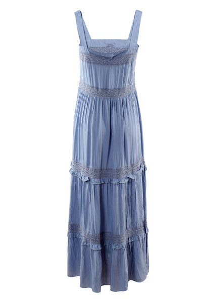 Chic Fairy Beach Seaside Scoop neck Shoulder Strap Sleeveless Big Long Maxi Cake Dress