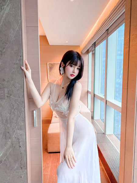 Stunning Angel Lover Bridal Sleeveless Deep V Neck See Through Open Back Long Dress