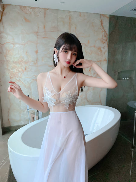 Stunning Angel Lover Bridal Sleeveless Deep V Neck See Through Open Back Long Dress