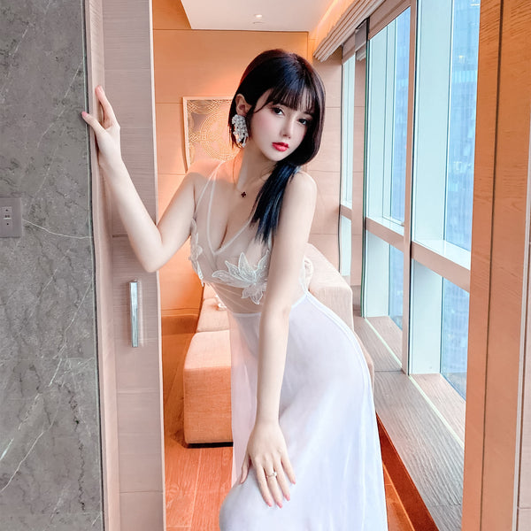 Stunning Angel Lover Bridal Sleeveless Deep V Neck See Through Open Back Long Dress