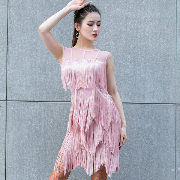 Sexy Women Latin Training Dance Dancing Fringed Vestidos Flapper Sleeveless Dress Short Pant