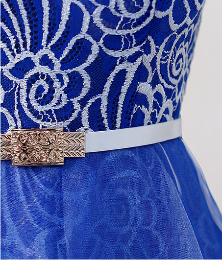 Sparkly Sweet Glittes V Neck Floral Embroidered Sequins Sleeveless Short Irregular Prom Dress