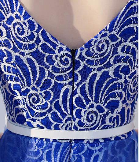 Sparkly Sweet Glittes V Neck Floral Embroidered Sequins Sleeveless Short Irregular Prom Dress