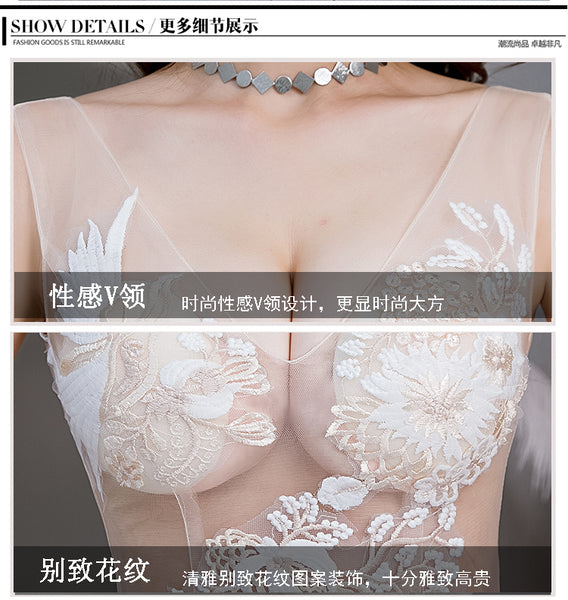 NightClub Sexy See Through 3D Draping Design Mesh Embroidery Floral Evening Long Dress