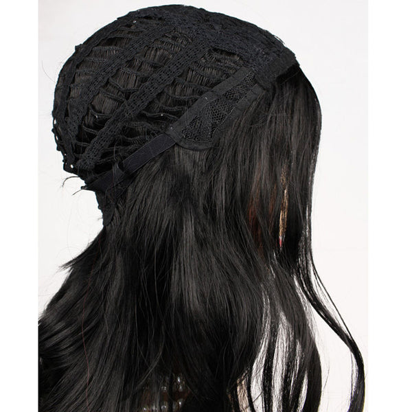 Trendy Women wig Heat Resistant Long Curly Hair Cosplay Costume Black Full Wigs