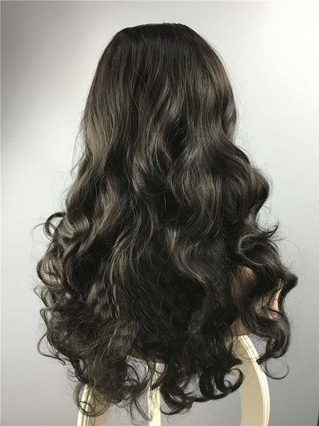 Trendy Women wig Heat Resistant Long Curly Hair Cosplay Costume Black Full Wigs