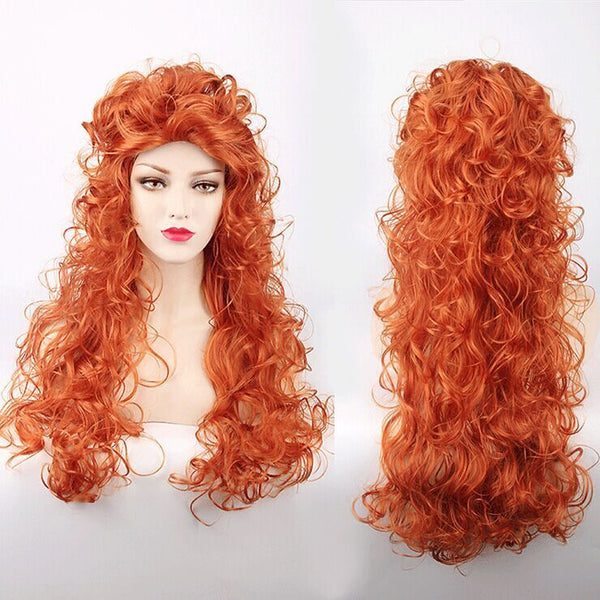 Long Wig Curly Wavy Orange Hair Heat Resistant Women Cosplay Wigs