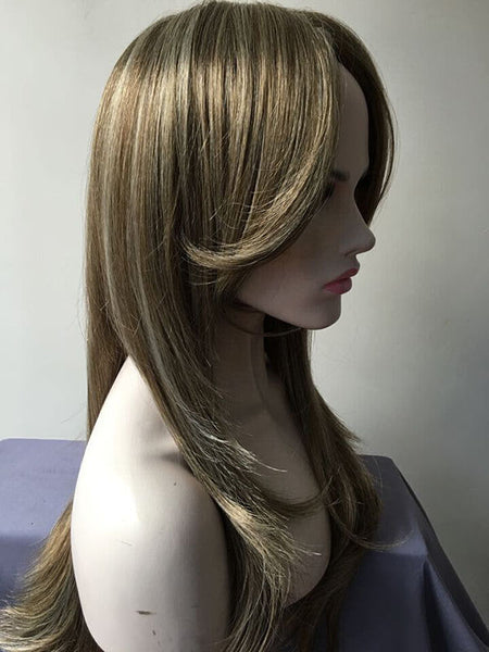 Wavy Layered Medium Blonde Mix Wigs Full Lace Front Hair Wig Grace Hair Piece