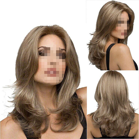Wavy Layered Medium Blonde Mix Wigs Full Lace Front Hair Wig Grace Hair Piece