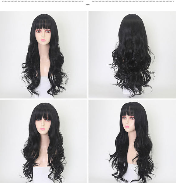 Fashion Women Wig Heat Resistant Long Big Curly Wave Hair Cosplay Costume Black Full Wigs
