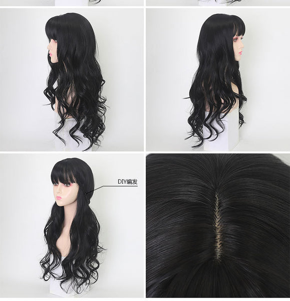 Fashion Women Wig Heat Resistant Long Big Curly Wave Hair Cosplay Costume Black Full Wigs