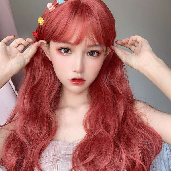 Daily Cosplay Wigs Charm Women Big Curly Wool Air Bangs Face Rolls Costume Full Wig